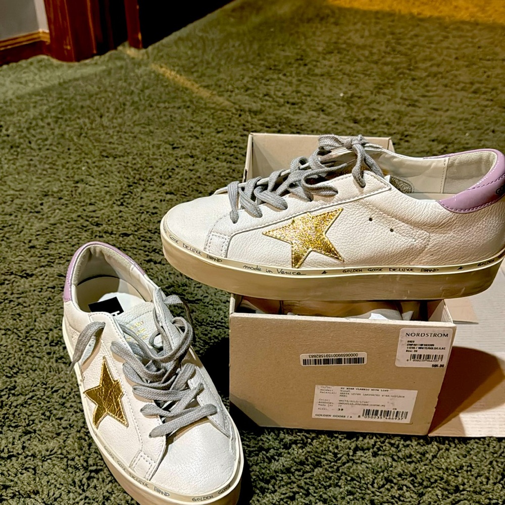 Golden Goose Size 39  Hi Star Classic white/gold/lilac